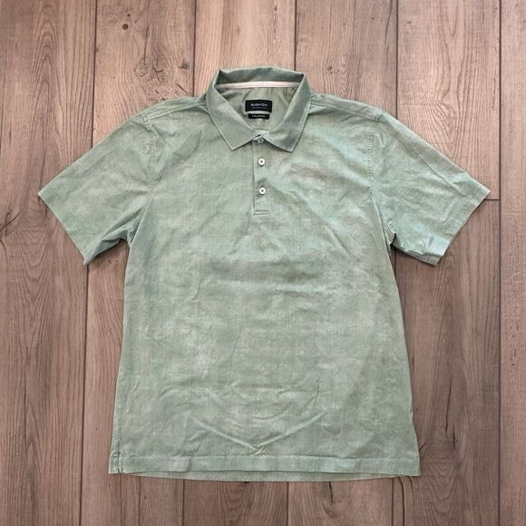 Bugatchi OooH Cotton Tech Polo Shirt Mens Medium Green 8-Way Stretch Golf - Picture 1 of 7